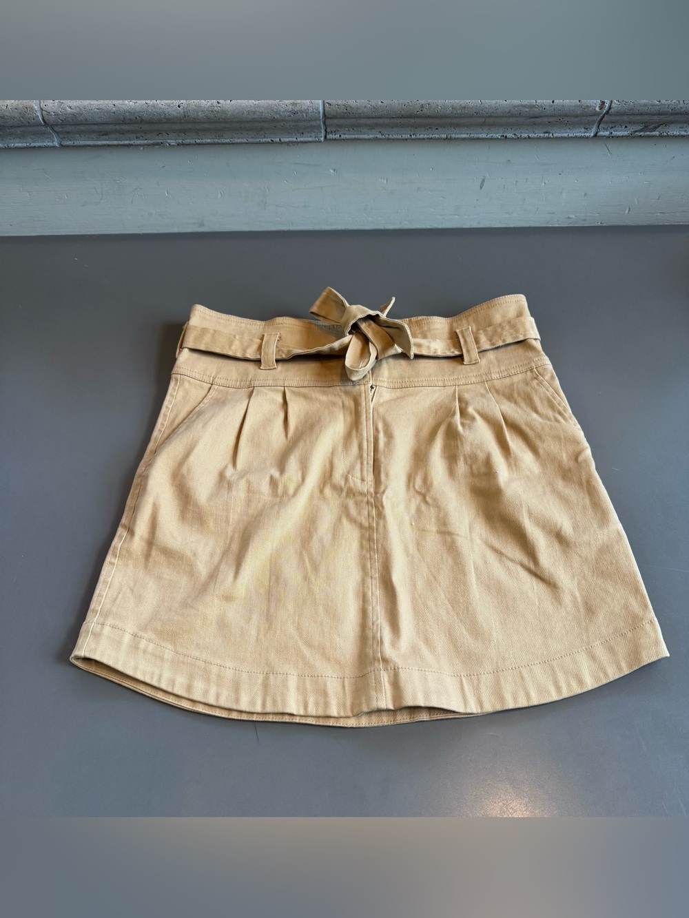 Shinestar Mustard Yellow Tie-Waist Mini Skirt